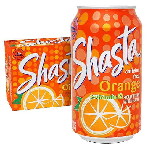 Shasta Orange | 12-Pack of 12oz Cans | Tangy & Sweet Orange Soda | Caffeine-Free | Family Favorite