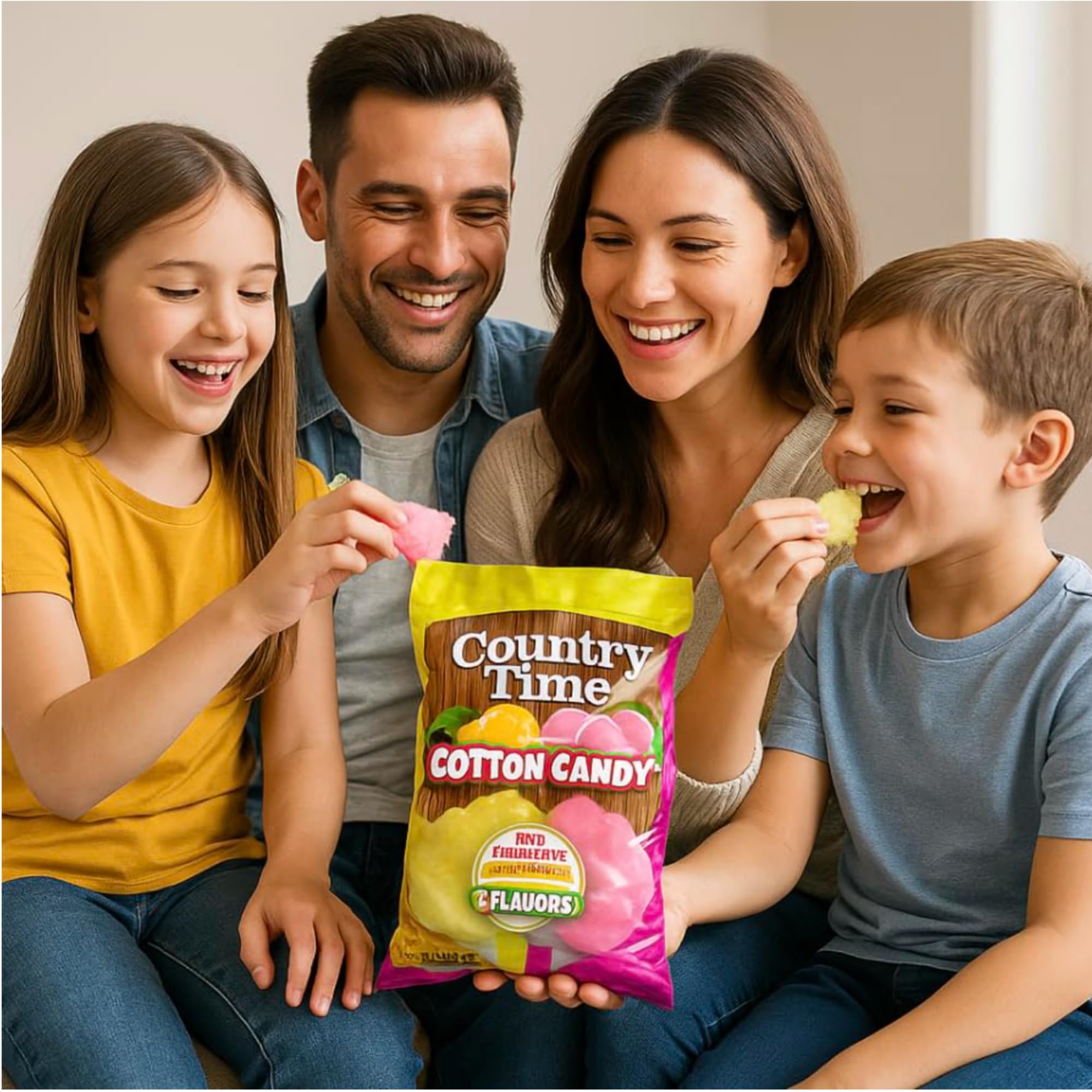 Swirlee Country Time Lemonade Cotton Candy - Sweet & Tangy Sugar Floss Candy, Soft Fluffy Treat, 2 Pack Party Snack