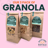 Backyard Buffalo Small Batch Chocolate Granola Trio, Packed with Fiber and Protein, 16 oz bags (Pack of 3)