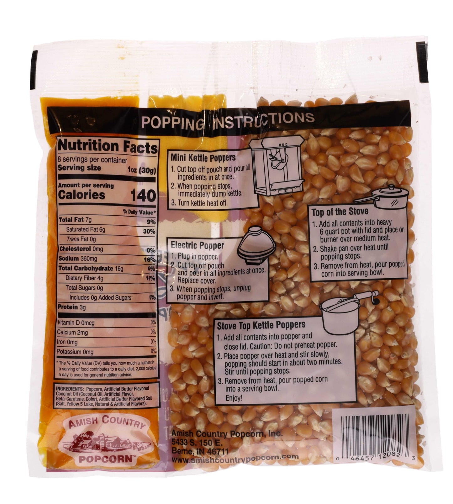 Amish Country Popcorn | All-In-One Kernel Packs | Pre-Measured for Popcorn Machines and Includes Hulless Popcorn, Oil & Salt (Medium Yellow, Oil