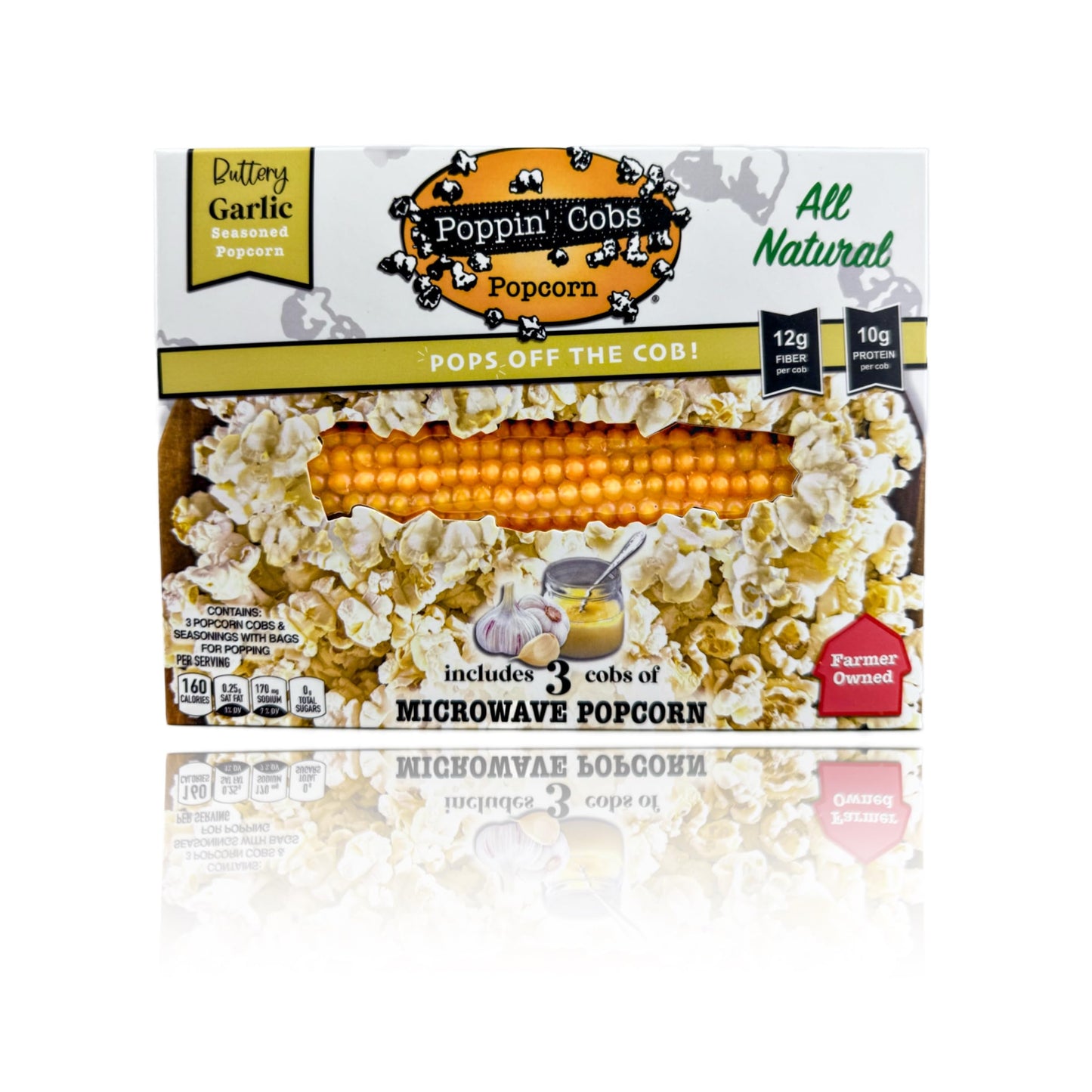 Poppin’ Cobs Microwave Popcorn on the Cob (3) - Healthy, Gluten-Free Fun Snack, Fun Nights, Perfect for Movie popcorn Nights|1 pack Buttery Garlic