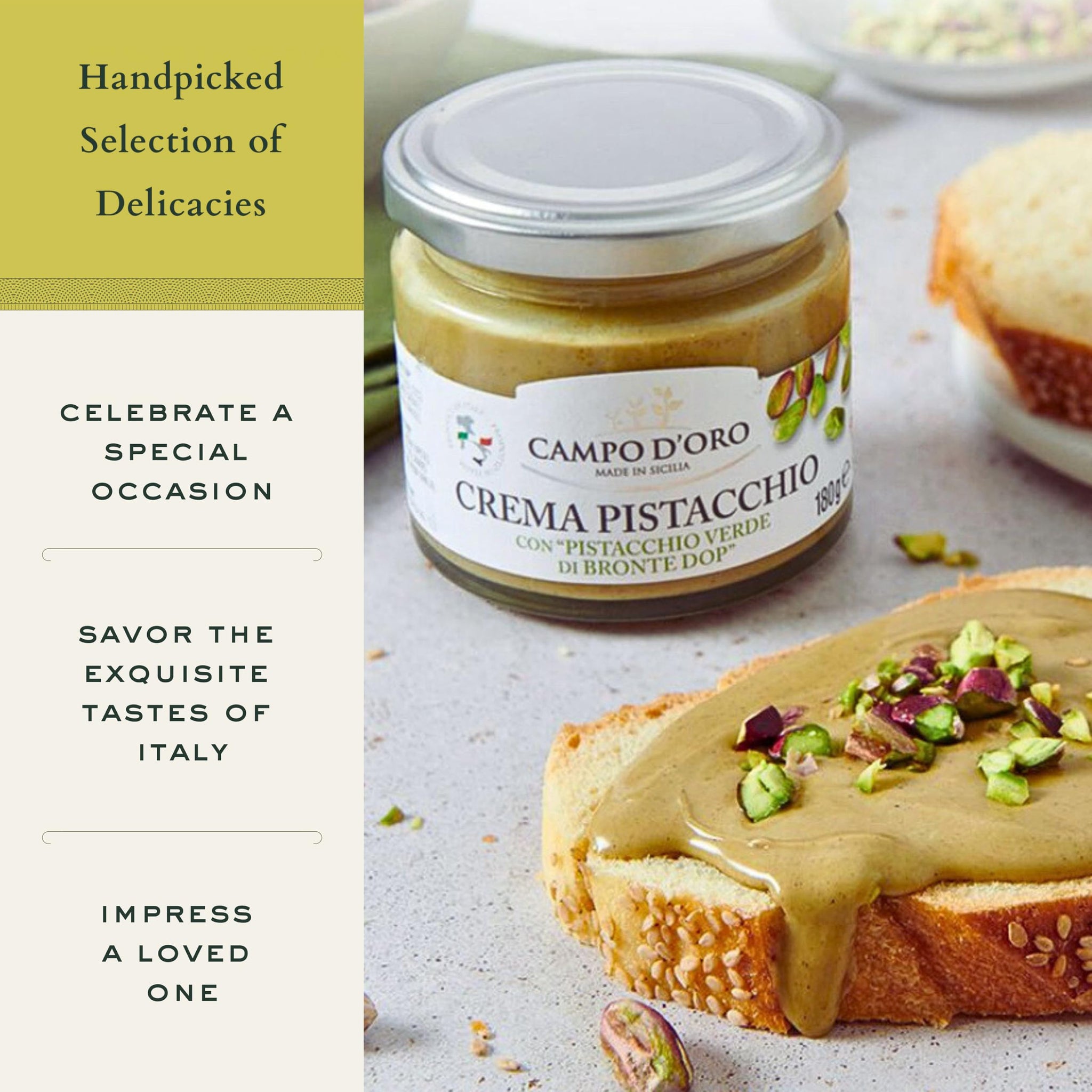 Mercato di Bellina Italian Spread & Jam Gift Set - Includes Apricot Jam, Pistachio Butter & Chocolate Spread Made in Italy, Ideal for Breakfast Gift