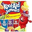 Kool-Aid Jammers Drink, 30 Pouches, for School Lunches and On-the-Go Hydration, Artificially Flavored Tropical Punch, Grape and Cherry Flavors, 6 fl