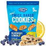 Cooper Street Twice Baked Lemon Blueberry Biscotti Cookies - Light and Crispy Coffee Cookie Bites - Traditional Low Calorie Italian Snacks for Adults