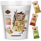 Halva Tahini Bar Mini Snacks - Assortment of 18 Snack-Sized Halvah Pistachio, Vanilla, and Cocoa Bean Israeli Snacks - Vegan, Kosher Snacks with No