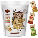 Halva Tahini Bar Mini Snacks - Assortment of 18 Snack-Sized Halvah Pistachio, Vanilla, and Cocoa Bean Israeli Snacks - Vegan, Kosher Snacks with No