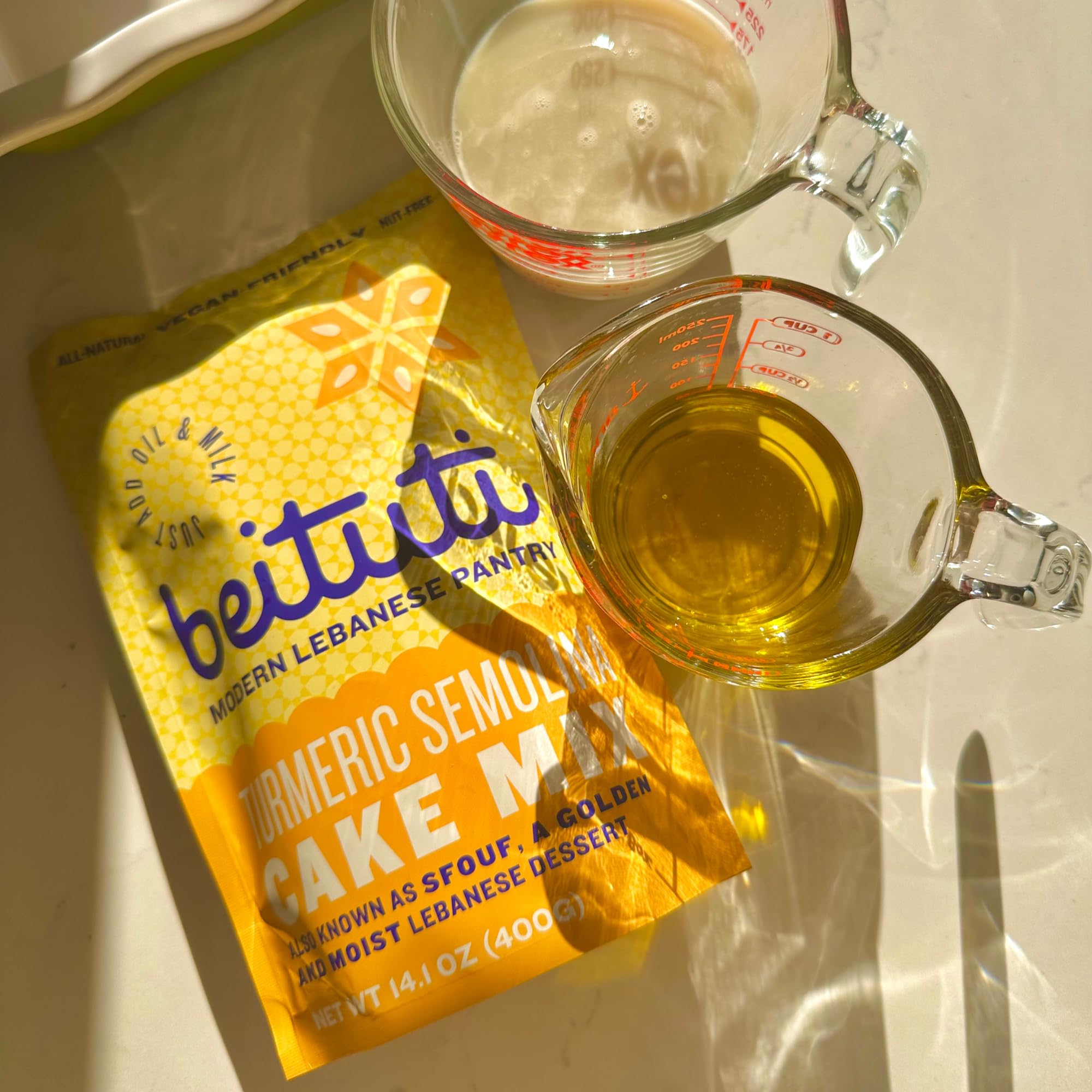 Beituti Turmeric Cake Mix with Semolina, Lebanese Sfouf Dessert, Vegan & Dairy Free, Just Add Oil & Milk, 14.1 oz 2 Pack