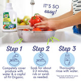 Fit Organic Soaker Produce Wash - USDA Certified Organic & Kosher Fruit and Vegetable Cleaner - Removes Surface Contaminants - Family & Pet Safe