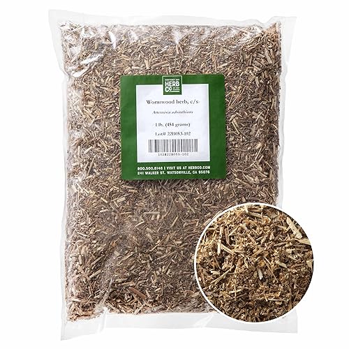 Organic Wormwood Herb Cut & Sifted, by Herb Co, Artemisia Absinthium, from Albania & Bulgaria, Kosher, for Herbal Bitters, Absinthe, Vermouth & Beer
