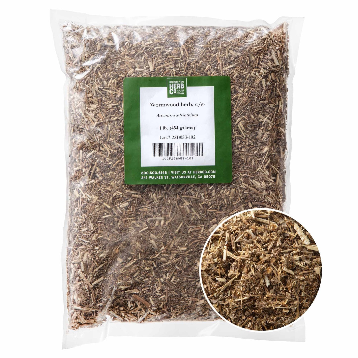 Organic Wormwood Herb Cut & Sifted, by Herb Co, Artemisia Absinthium, from Albania & Bulgaria, Kosher, for Herbal Bitters, Absinthe, Vermouth & Beer
