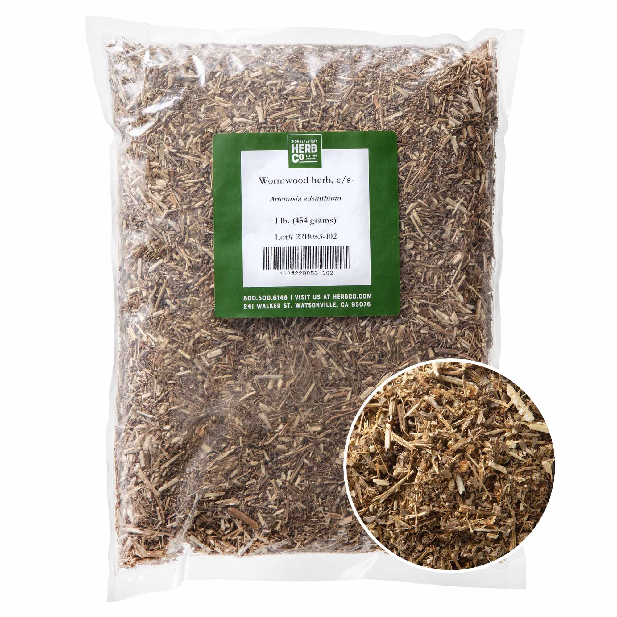 Organic Wormwood Herb Cut & Sifted, by Herb Co, Artemisia Absinthium, from Albania & Bulgaria, Kosher, for Herbal Bitters, Absinthe, Vermouth & Beer