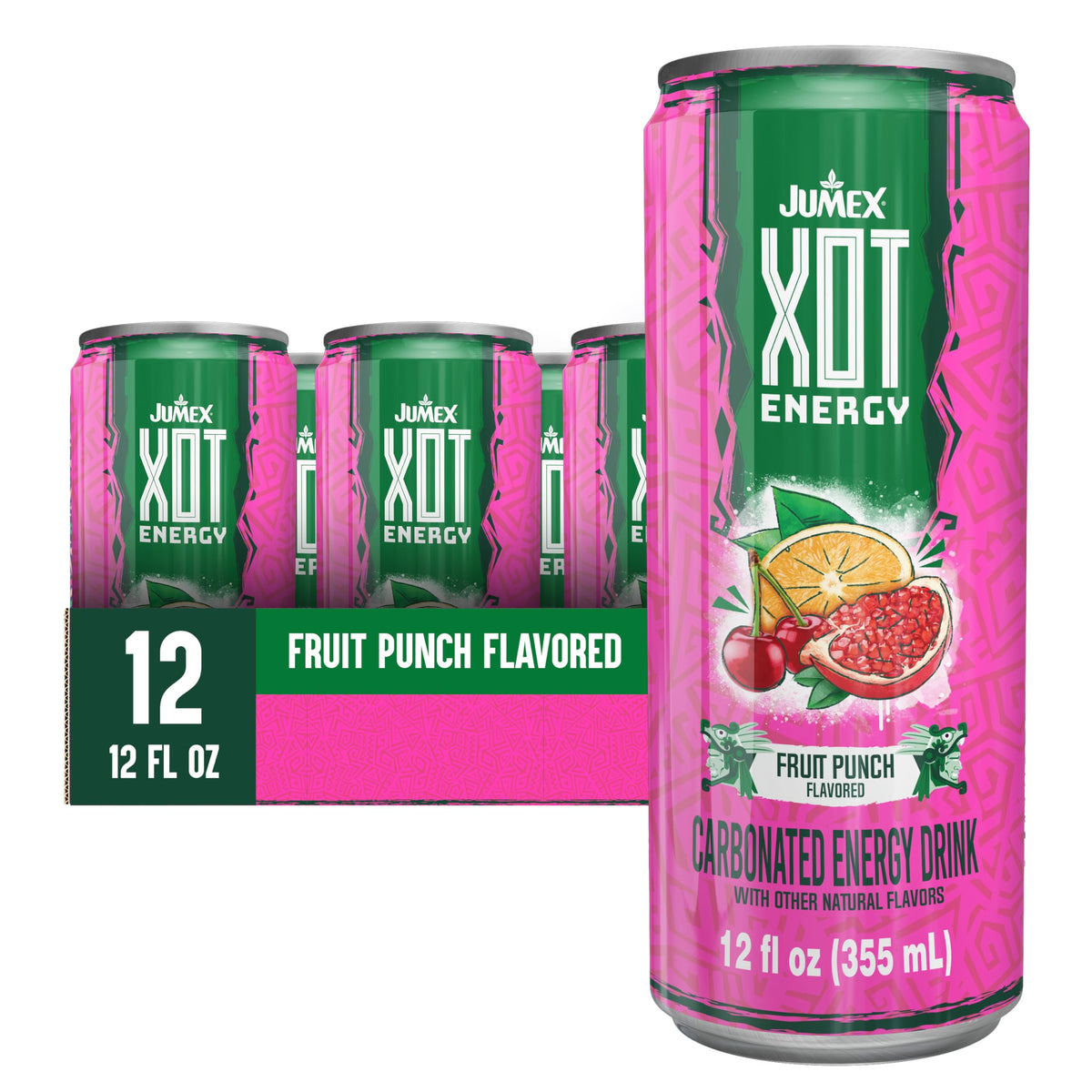Jumex XOT Fruit Punch Energy Drink with B Vitamins - 12 oz, 12 Pack