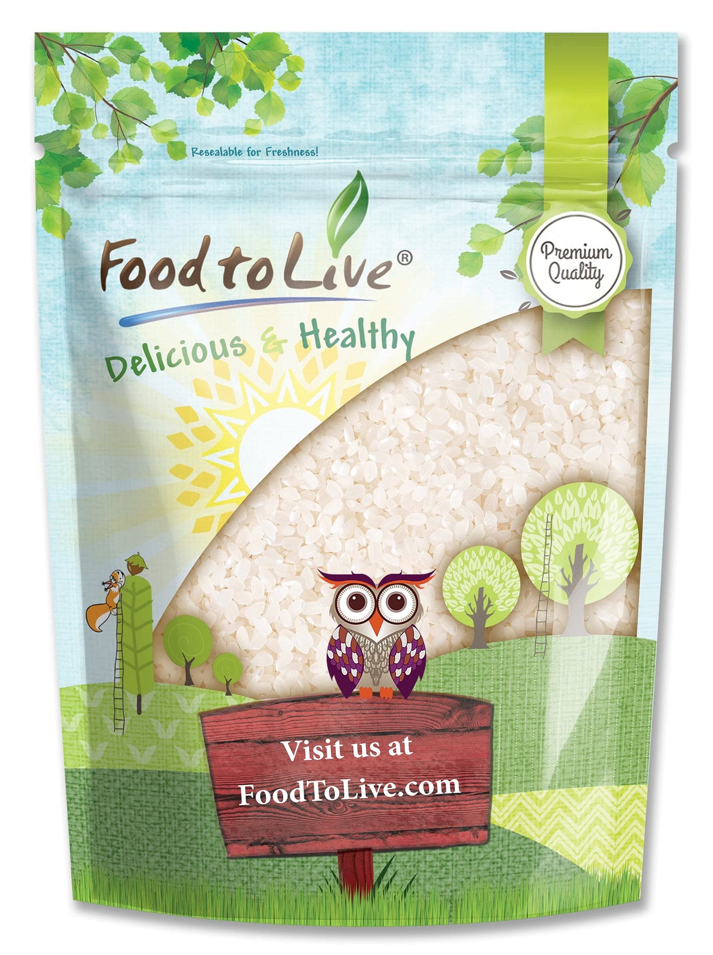 Food to Live Short-Grain White Rice, 3 Pounds - Premium Japanese Style Short-Grain, Perfectly Sticky, Vegan, Kosher rice. Easy to Cook. Great as a Side Dish. Great for Sushi, Rice Salads, and Desserts