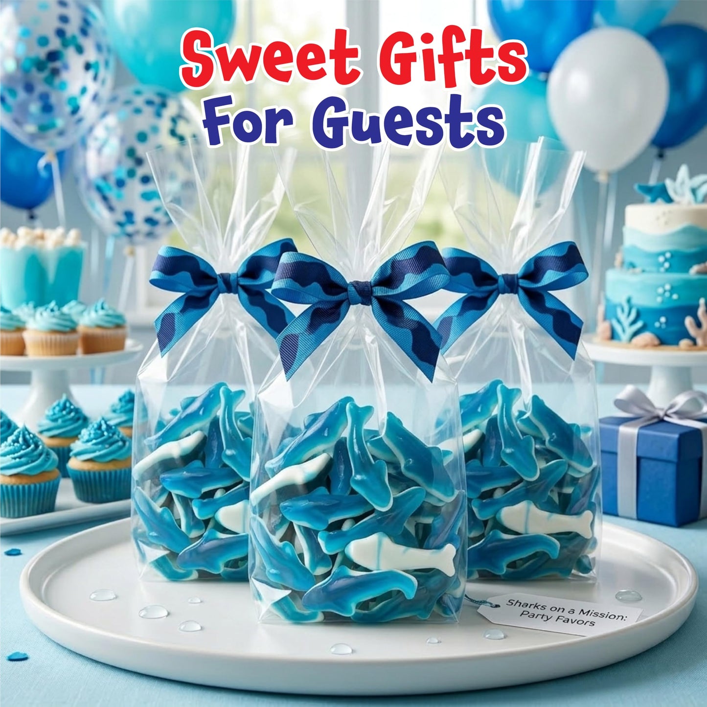Gummy Sharks - 2 Pound Pack - Blue Shark Gummies - Blue Candy for Goodie Bags, Gifting, Snacking & Dessert Decorating - Chewy Candy with Raspberry