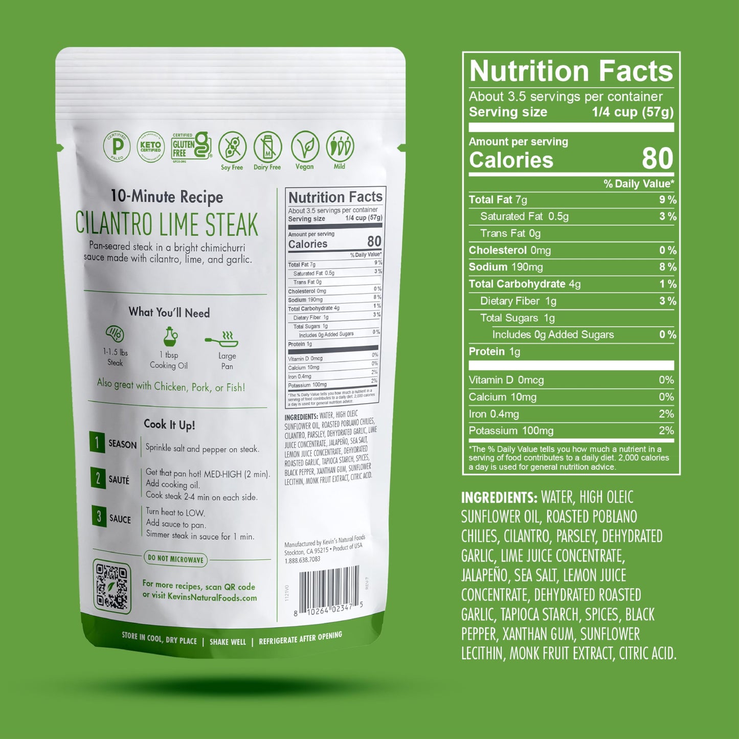 Kevin's Natural Foods Cilantro Lime Sauce - Keto and Paleo Simmer Stir-Fry Sauce, Gluten Free, No Preservatives, Non-GMO - 3 Pack (Cilantro Lime)