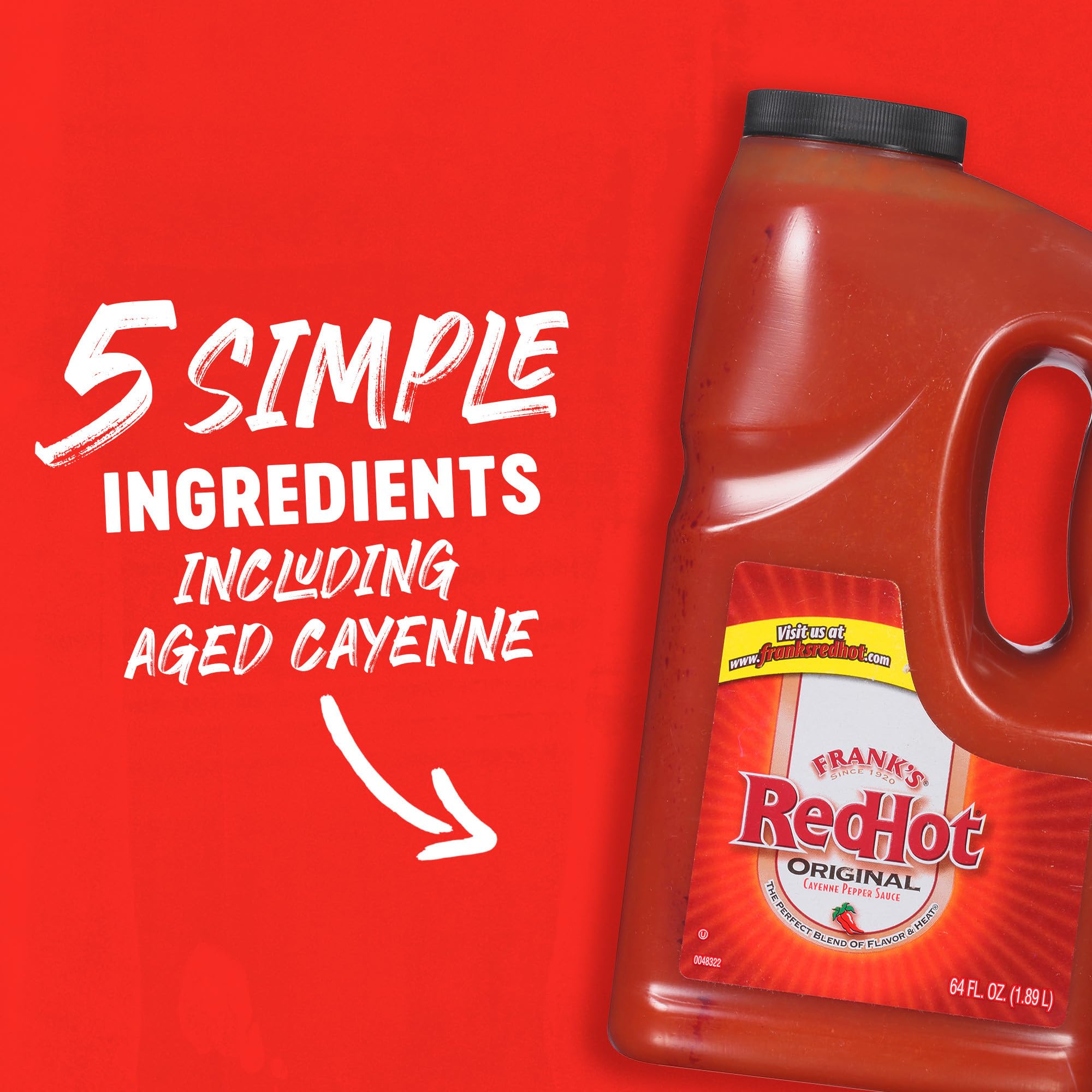 Frank's RedHot Hot Sauce, Original, Made with Cayenne Peppers, Ready-To-Use, Shake or Pour Over Chicken Wings, Sandwiches, Pizza, and More for the
