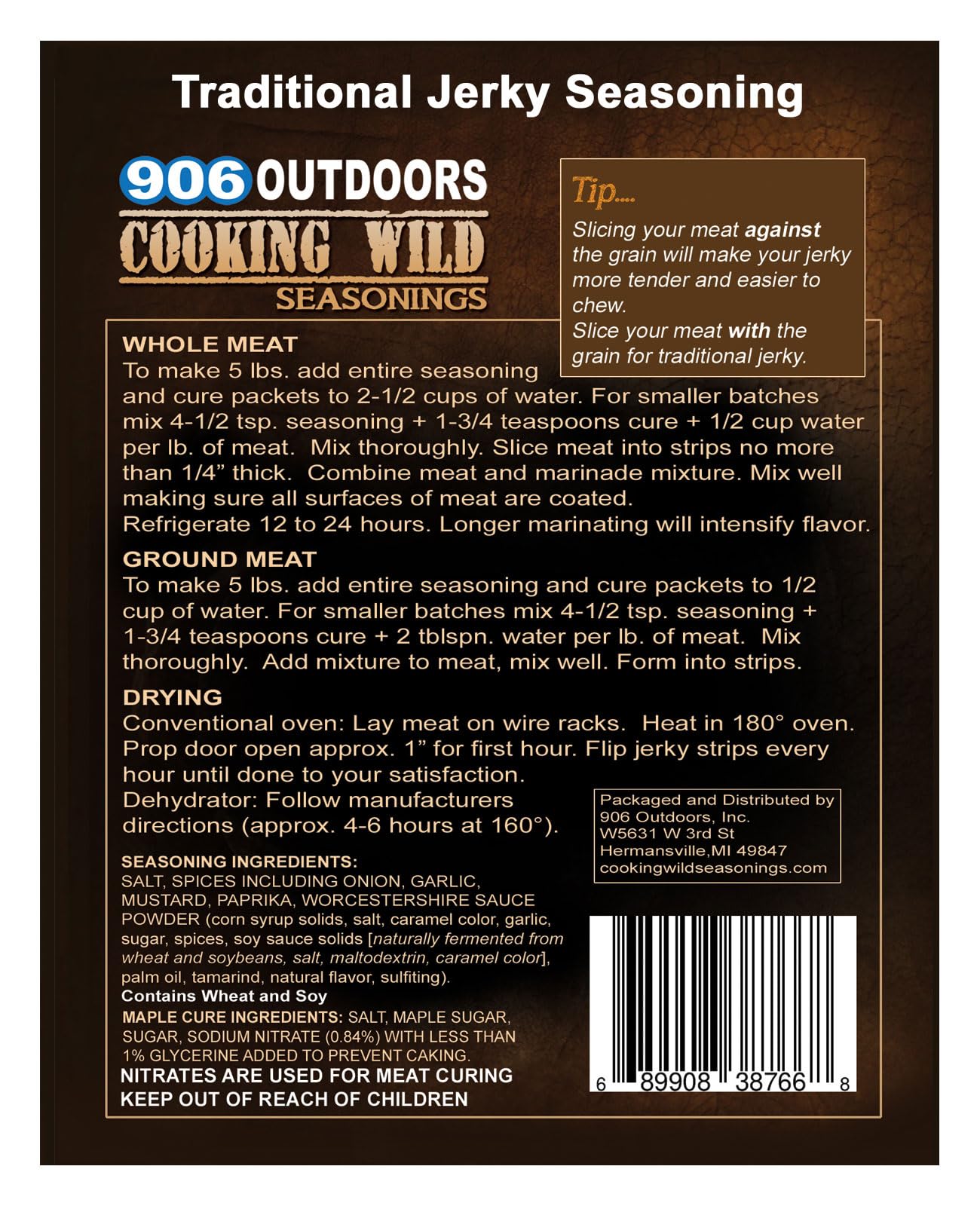 Cooking Wild Seasonings DEER CAMP Variety 6 Pack, Seasongs up to 30 pounds of Wild Game or Domestic Meat, 1.56 pounds