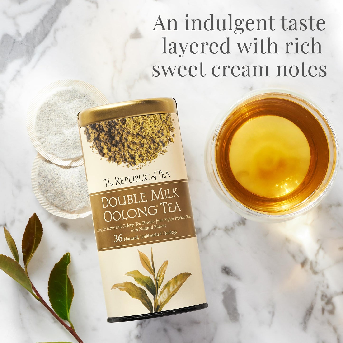 The Republic of Tea - Double Milk Oolong Tea Tin, 36 Tea Bags, Naturally Caffeinated