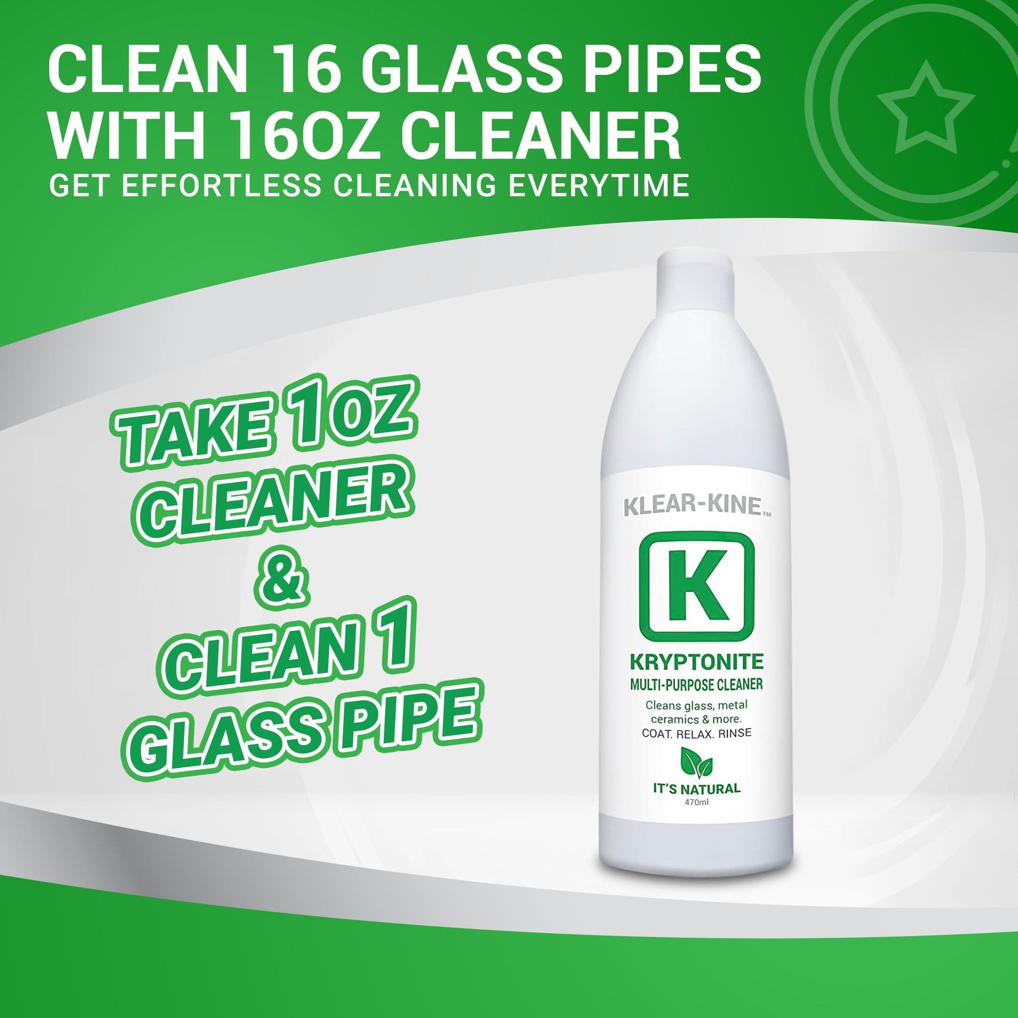KLEAR Kryptonite Multipurpose Glass Cleaner | Powerful Cleaning Combo 5 in 1| Glass Friendly Glass Cleaner| Coat, Relax, Rinse| 16 oz Pack of 2