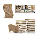 Super Eco Natural Kitchen Sponges Pack of 12 - Biodegradable Compostable Cellulose & Coconut Scrubber Sponge with Non-Scratch - Long Lasting, Eco