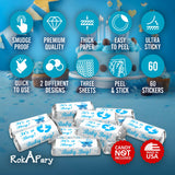 60 Blue Its a Boy Baby Shower Miniatures Candy Bar Wrapper Labels, Baby Shower Miniatures Candy Bar Stickers Decorations, Candy Not Included. Made in