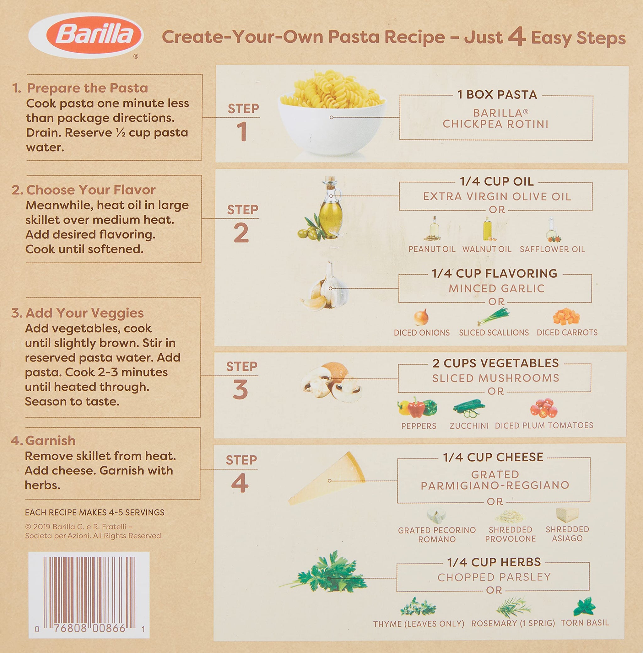 Barilla Chickpea Rotini Pasta 4/8oz Net Wt 35.2 Ounce