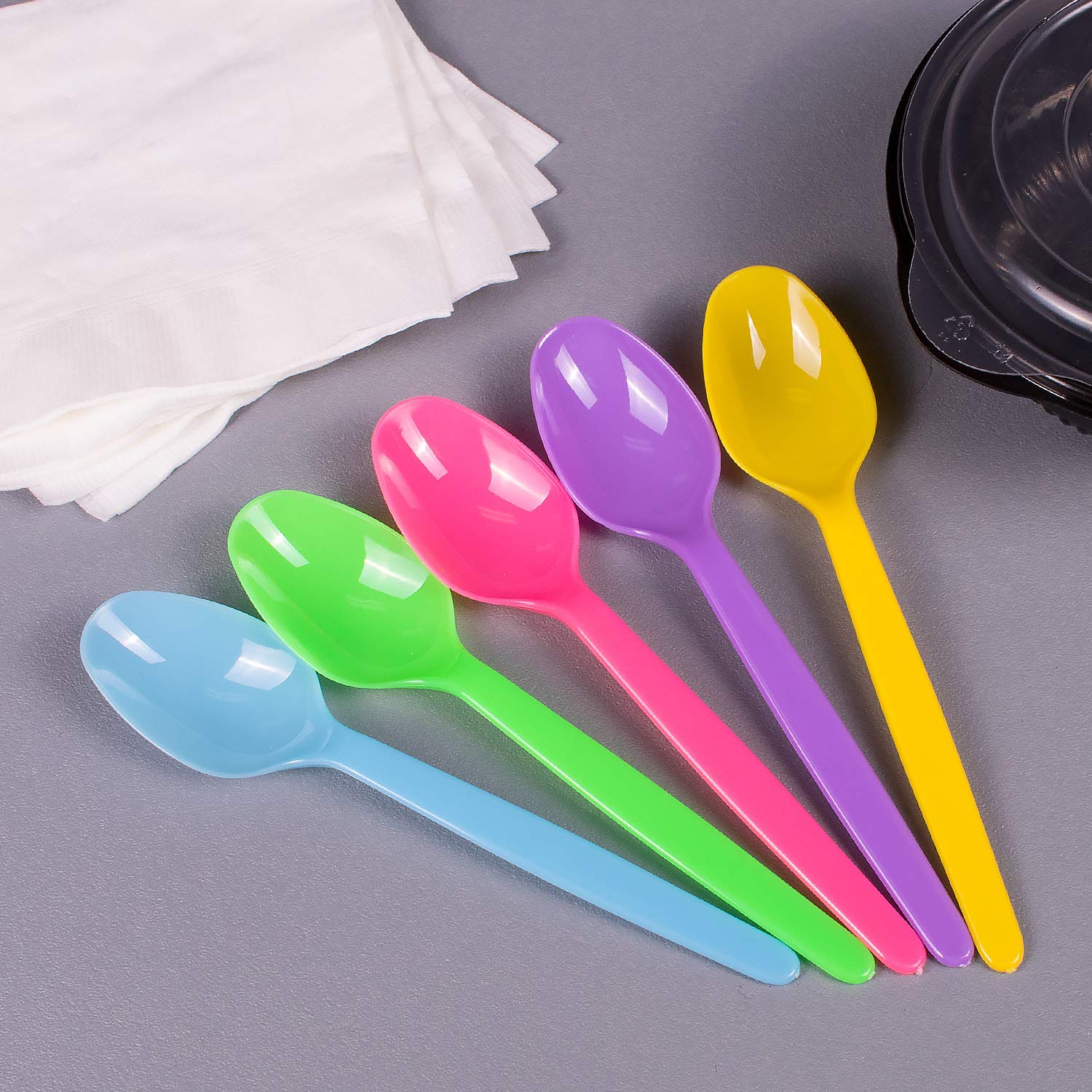Karat U2100 (Rainbow) 5.9" PS Heavy-Weight Disposable Teaspoon, Rainbow (Pack of 1000)