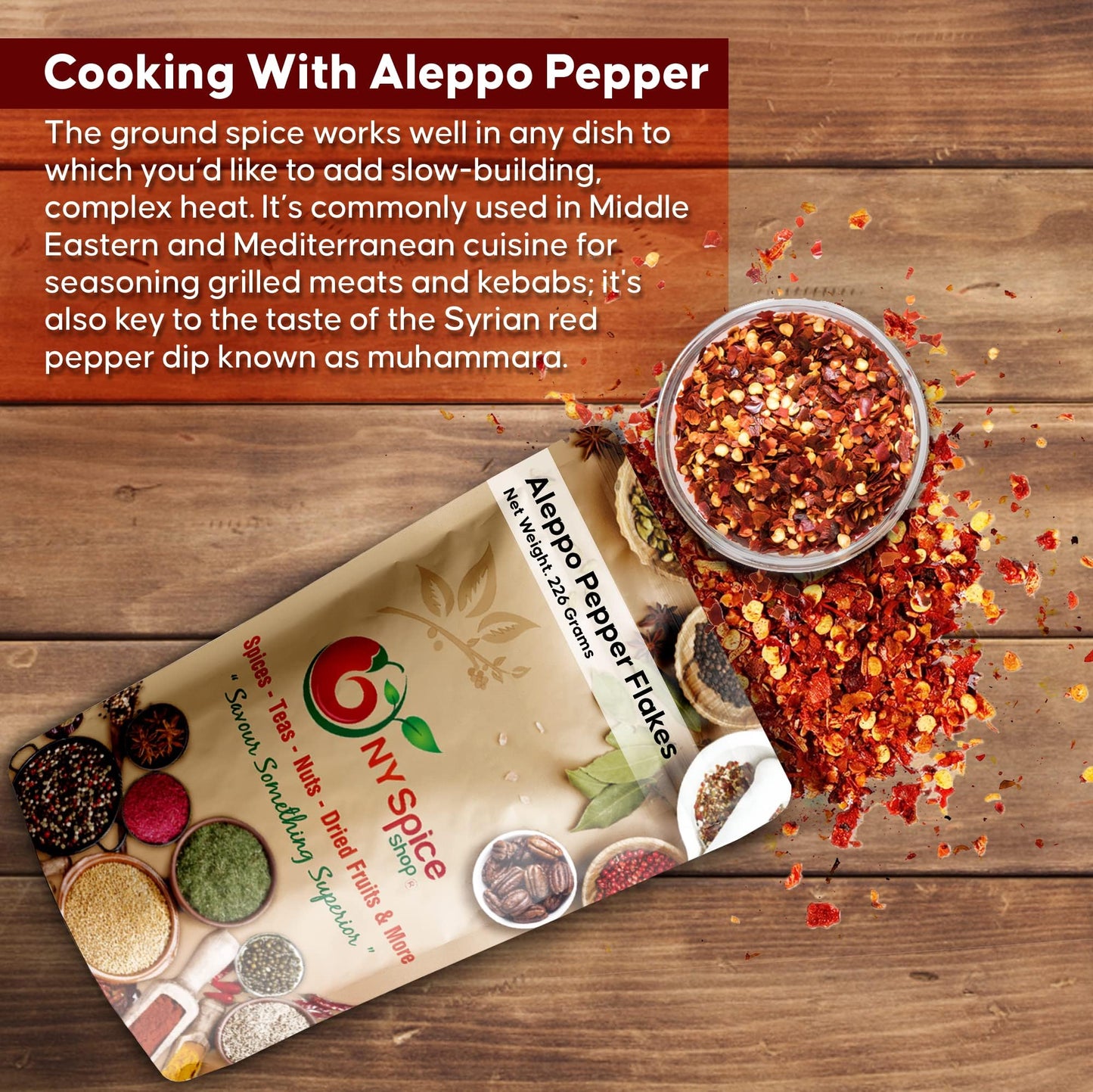 NY SPICE SHOP Aleppo Pepper - 5 Pound Crushed Chili Aleppo Peppers Flakes - Red Aleppo Pepper Spice - Middle Eastern Aleppo Peppers Seasoning, Savory