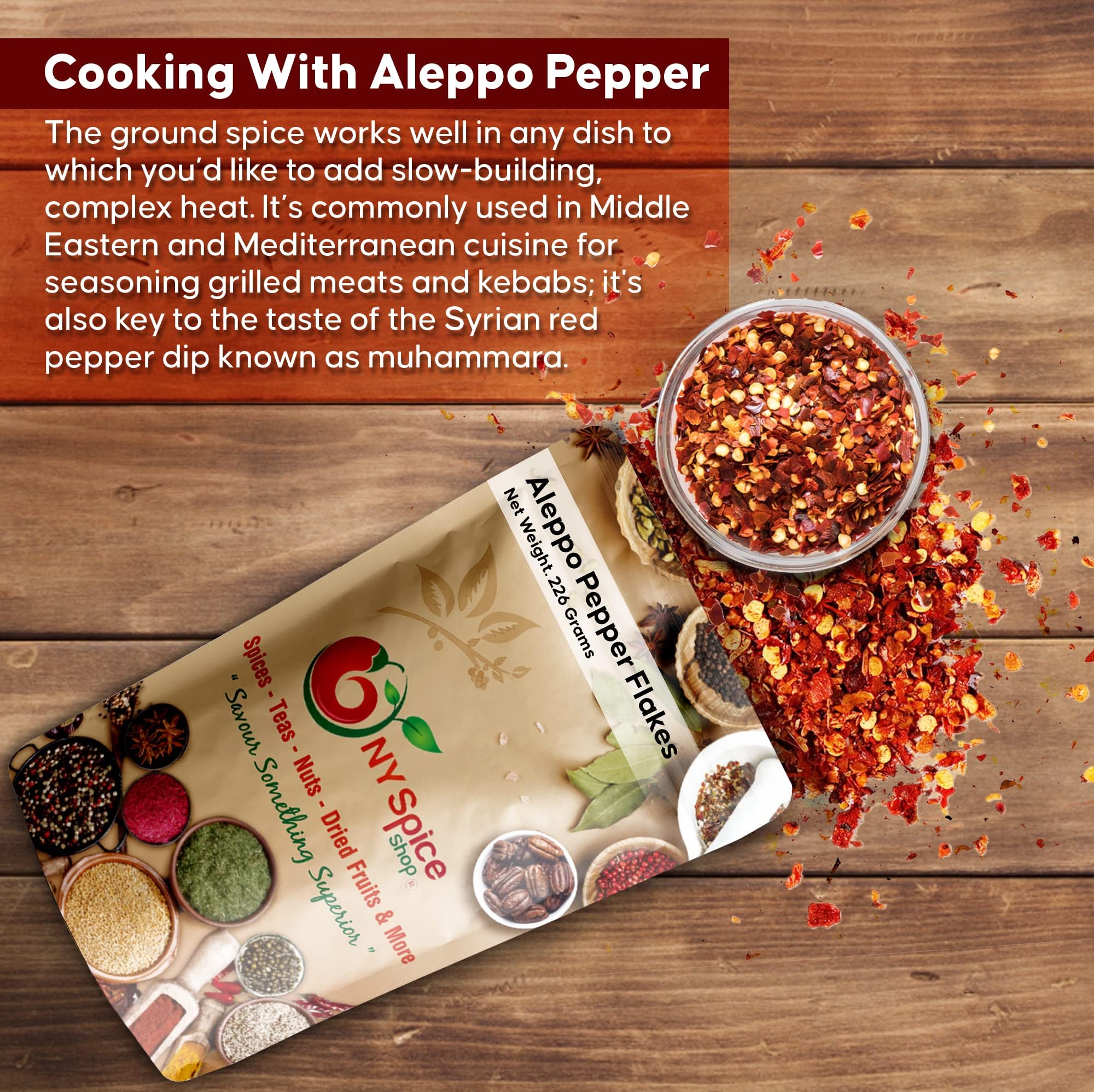 NY SPICE SHOP Aleppo Pepper - 5 Pound Crushed Chili Aleppo Peppers Flakes - Red Aleppo Pepper Spice - Middle Eastern Aleppo Peppers Seasoning, Savory