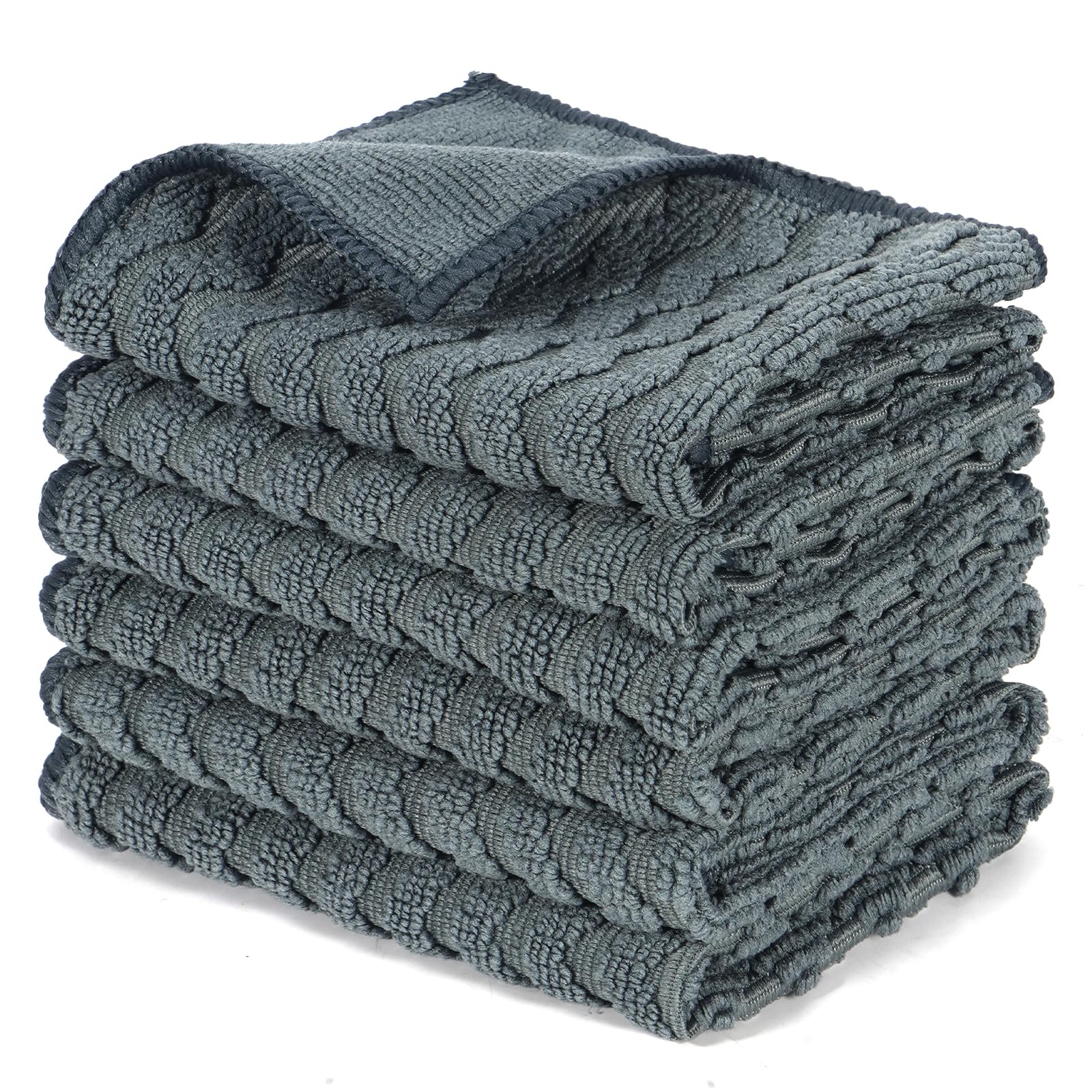 INFICRIME Microfiber Dual-Sided Cleaning Cloths, 6 Pack 12 x 12 Inch Reusable Dish & Cleaning Towels, Soft & Textured All-Purpose Cleaning Rags