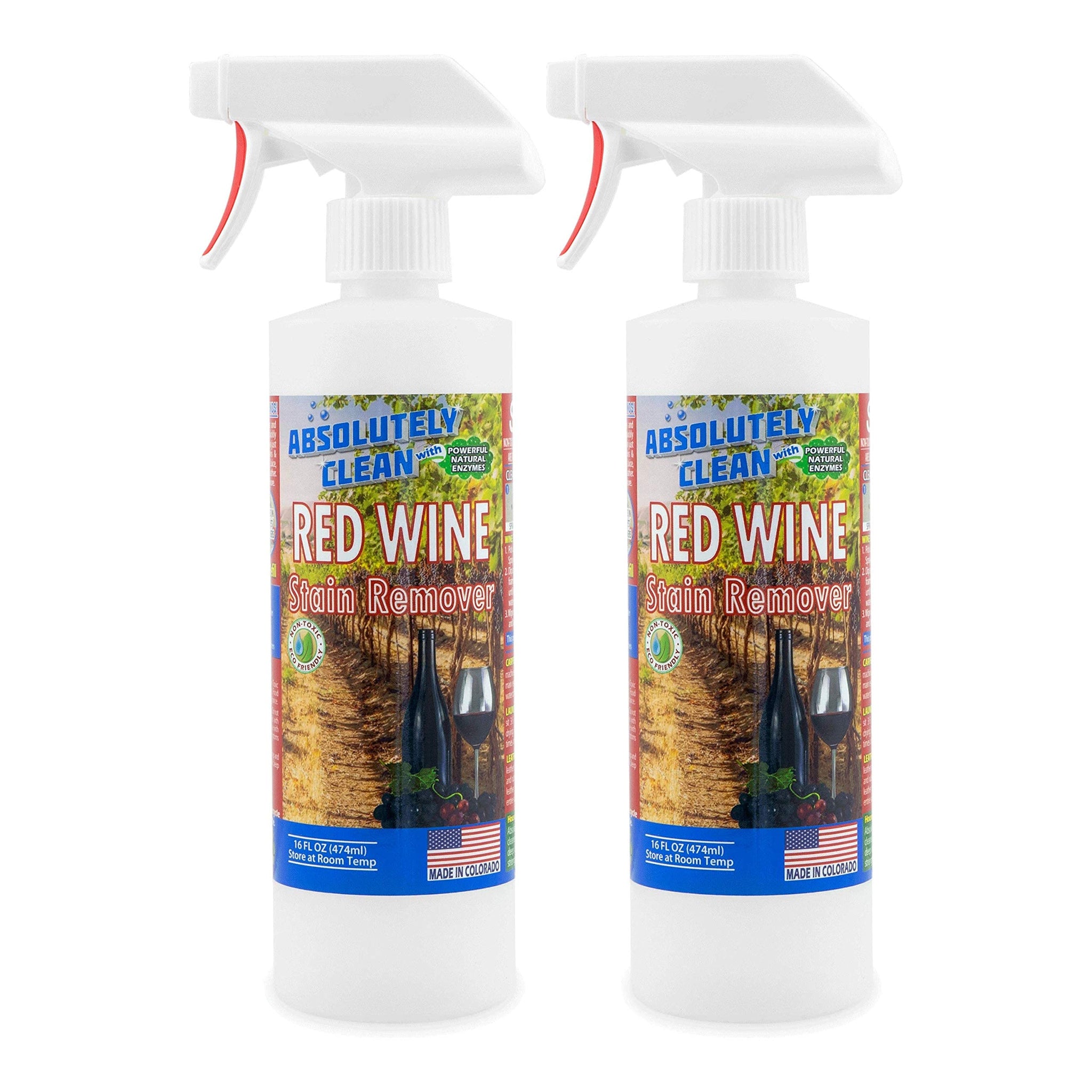 Amazing Red Wine Stain Remover - Natural Enzymes Eliminate Wine Stains Fast - Cleans Carpet, Upholstery, Clothing, Table Cloth & More - USA Made (16oz