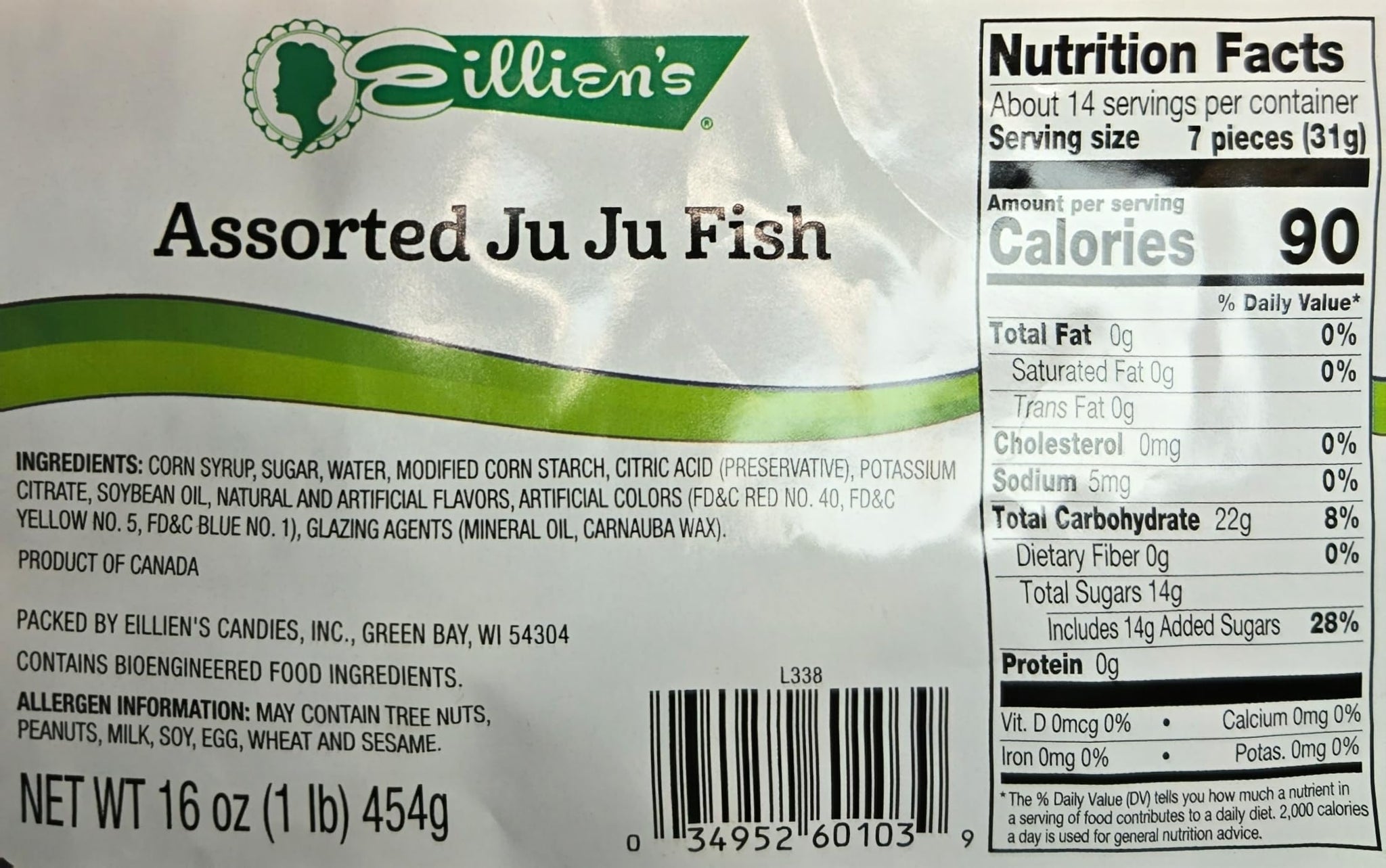 Eillien's Assorted Ju Ju Fish Candy, Chewy Fish-Shaped Gummies, 16 oz (1 lb)
