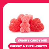 Gummy Candy Mix - 2 Pound Pack - Mother's Day Candy Assortment - Cherry Jelly Hearts and Tutti-Frutti Gummi Bears - Red & Pink Candy for Buffets