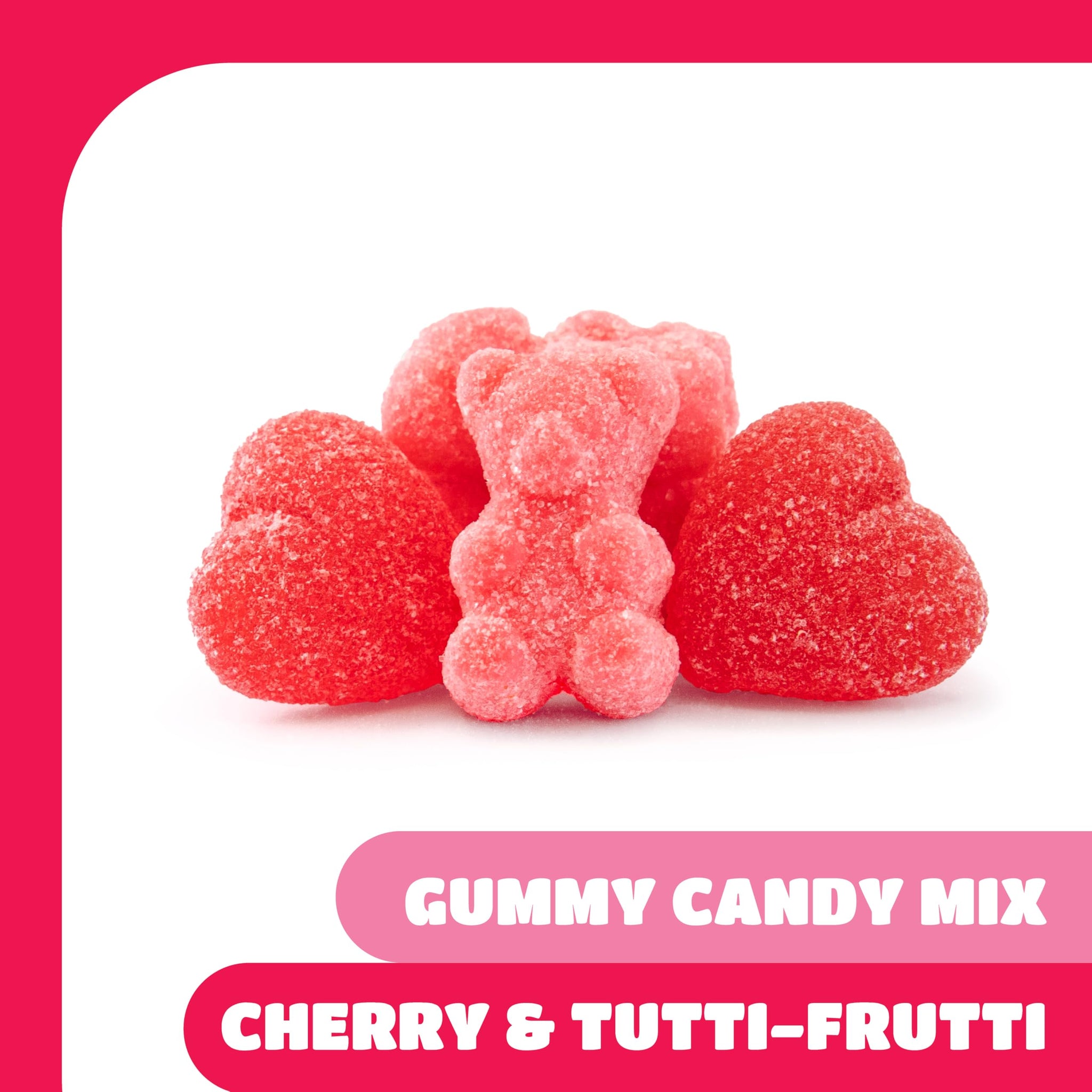 Gummy Candy Mix - 2 Pound Pack - Mother's Day Candy Assortment - Cherry Jelly Hearts and Tutti-Frutti Gummi Bears - Red & Pink Candy for Buffets