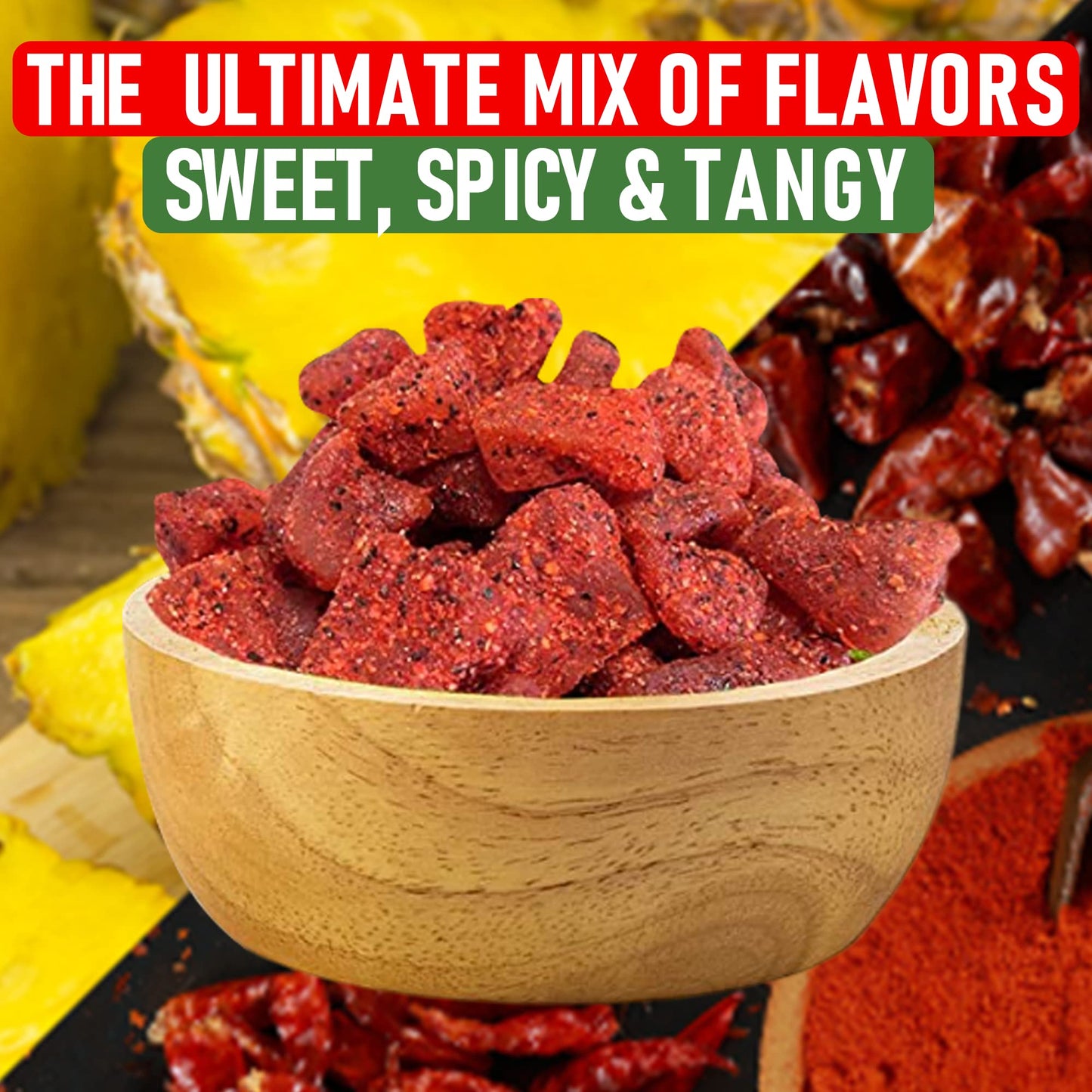 Dried Chili Pineapple Mexican Candy, 8.5 oz, Natural Soft Dry Chunks, Traditional Dulce Mexicano, Sweet and Spicy Flavor, by Don Turinos