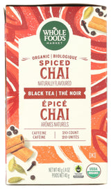 Whole Foods Market, Organic Spiced Chai Black Tea, 20 Count
