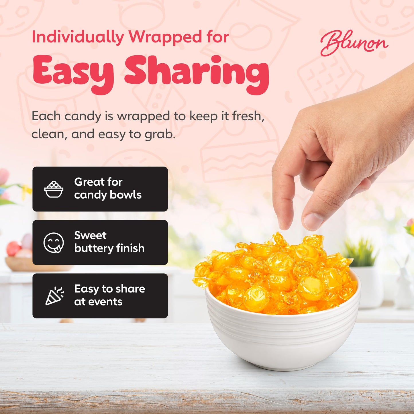 Butterscotch Hard Candy - 6 Pounds Bulk - Individually Wrapped Butter Scotch Yellow Candies - 450 Pieces