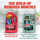 Drano Max Build Up Remover Drain Cleaner, Enzymes & Probiotics Prevents Clogs & Remove Odor-Causing Buildup, Safe for Septic, Toilets & Pipes in