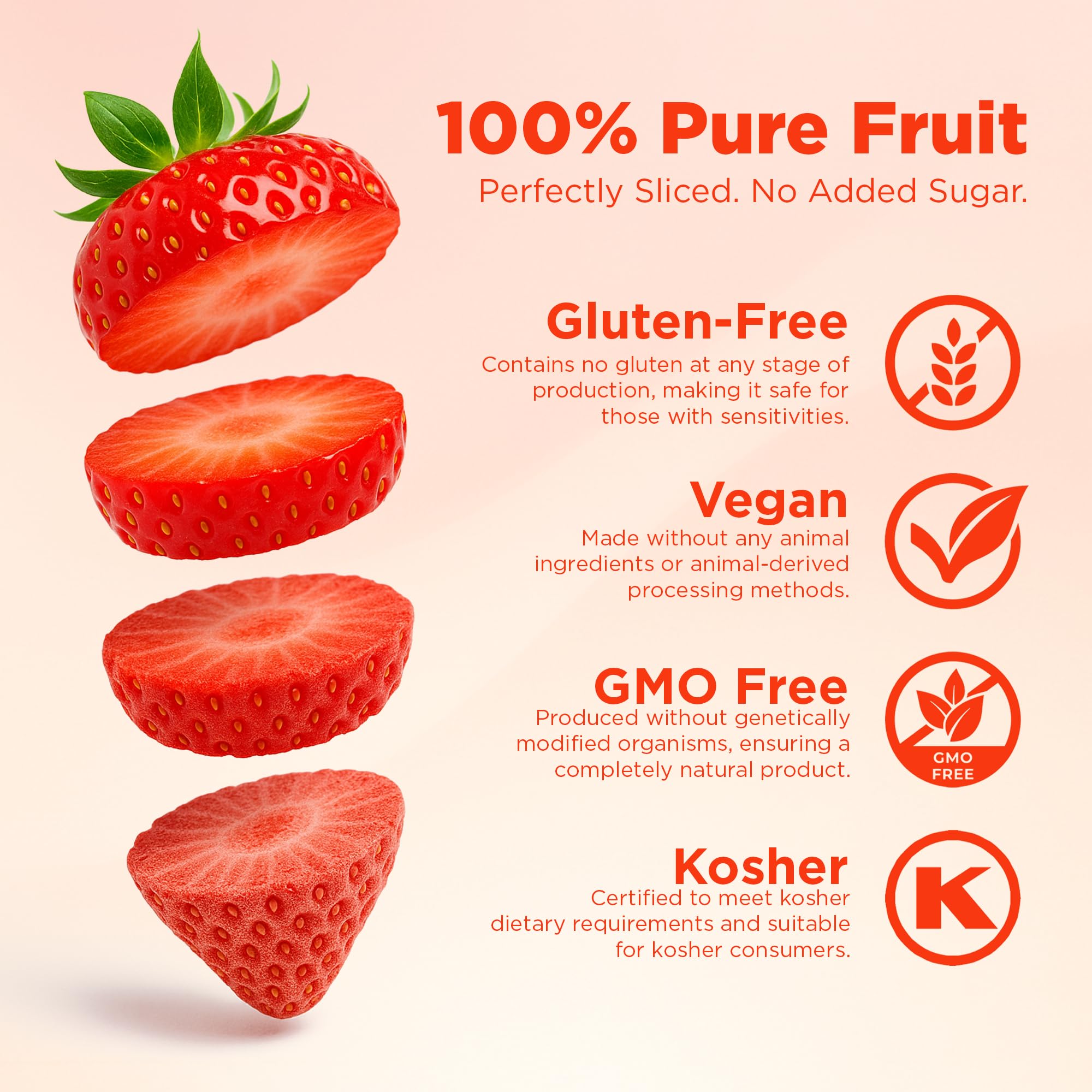 Pol’s Freeze Fresh - 6 Pack Sliced Freeze-Dried Strawberries (1 Oz Each) - No Added Sugar, Non-GMO, Vegan, Gluten-Free Single-Serve Snack Packs