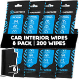 Fortress Car Interior Wipes with Microfiber Cloth (25 ct, Pack of 8) for Car Interior Cleaning, Dashboard, Seats, Detailing, and Steering Wheel