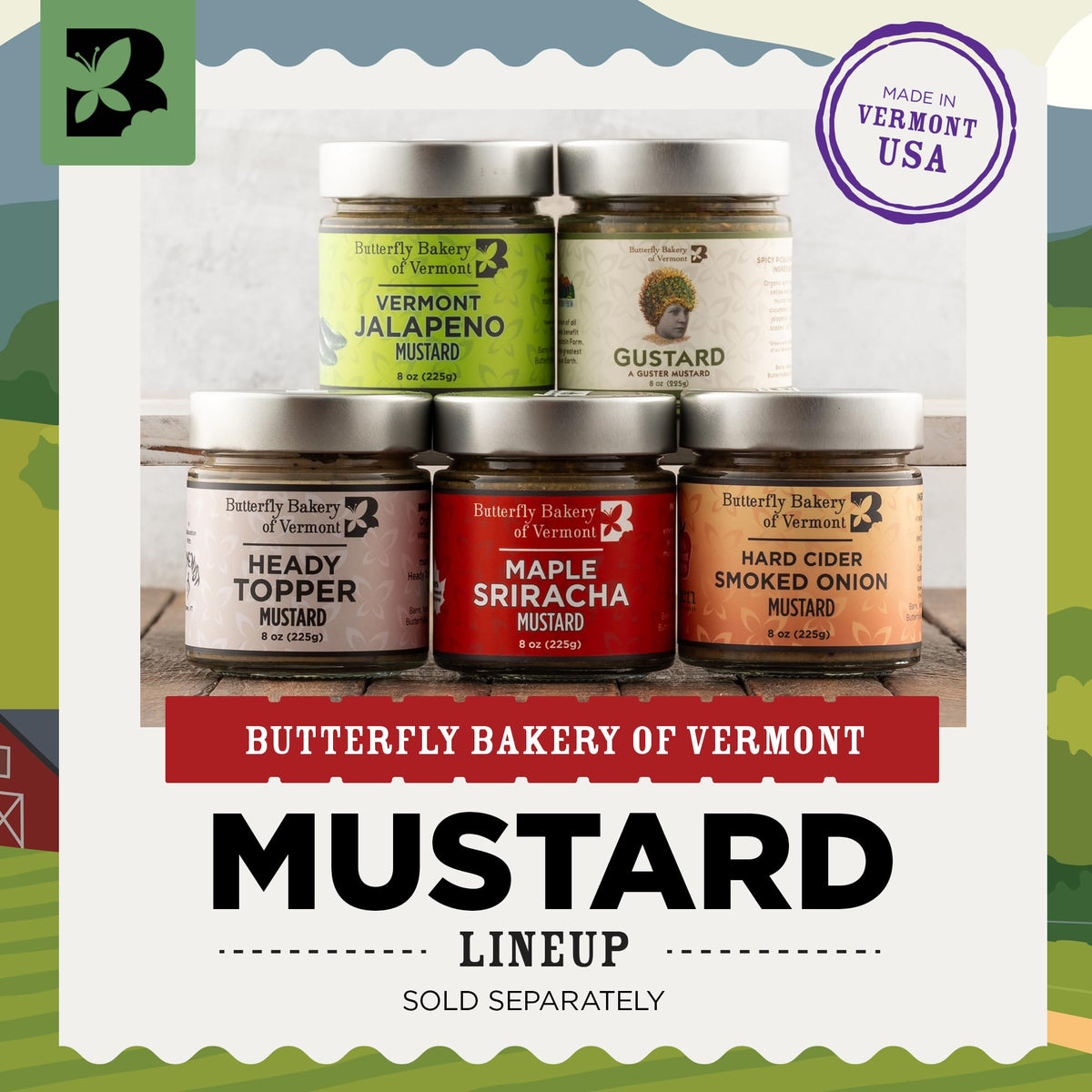 Butterfly Bakery of Vermont Gustard Mustard, 8 oz