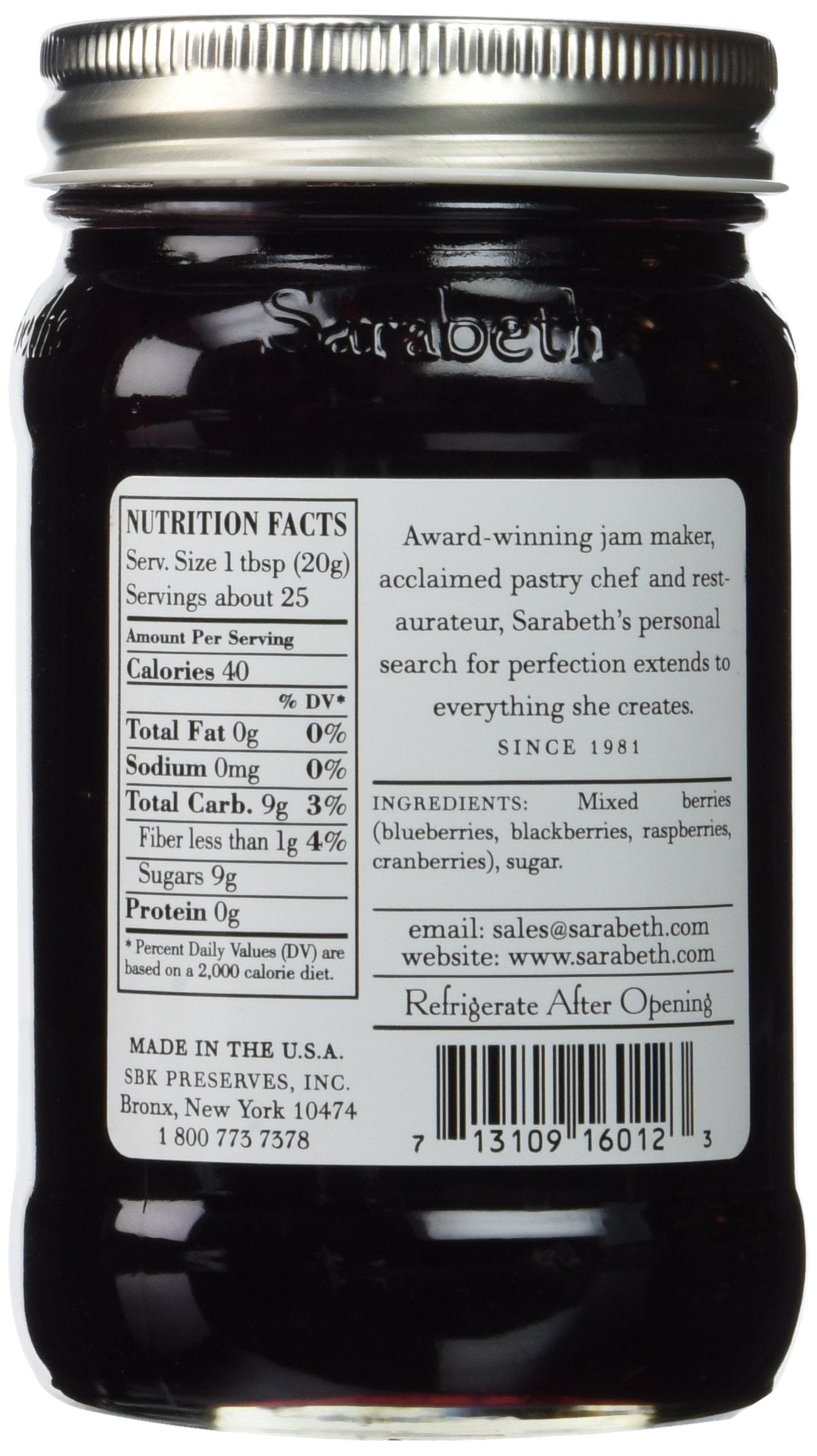 Sarabeth's Mixed Berry Fruit Spread, 18 oz