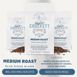 Crockett Whole Bean Coffee - Medium Roast Whole Coffee Beans with Smooth Flavor, Bold Aroma & Clean Finish - Perfect for Focused Energy, All-Day Drive
