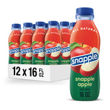 Snapple Apple Juice Drink, 16 Fl Oz Recycled Plastic Bottle, All Natural, No Artificial Flavors Or Sweeteners, Gluten-free, Contains 10% Real Juice 12