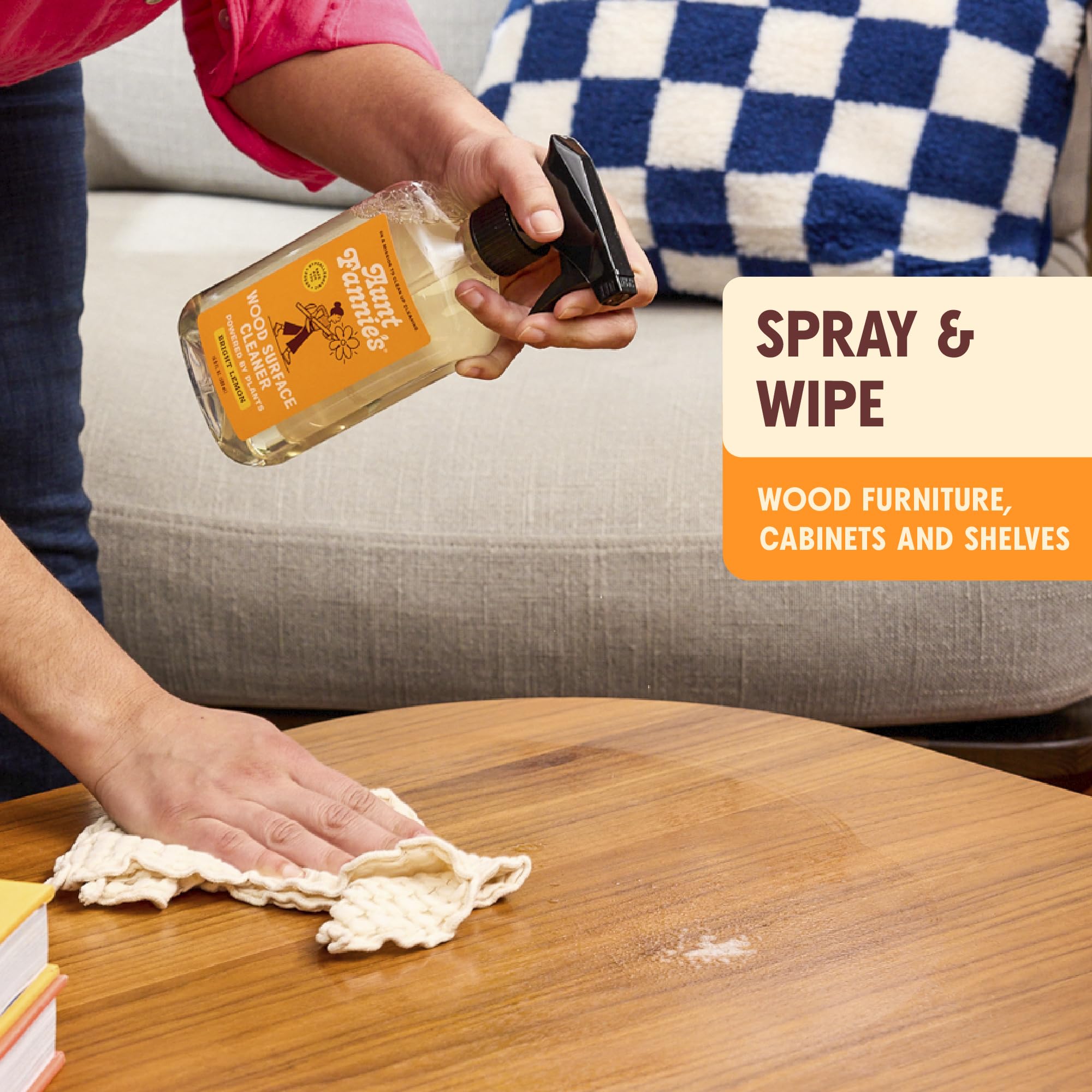 Aunt Fannie's All Purpose Wood Spray Cleaner, No-Wax Formula, Perfect for Wood Tables, Walls, Counters & Shelves, 16.9 Ounces, Lemon Scent (Pack of 3)