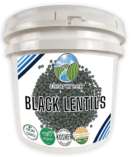 CLEAR CREEK Black Lentils | Caviar or Beluga Lentils | 25 lb Bucket | Non-GMO | Kosher | Vegan | Non-Irradiated