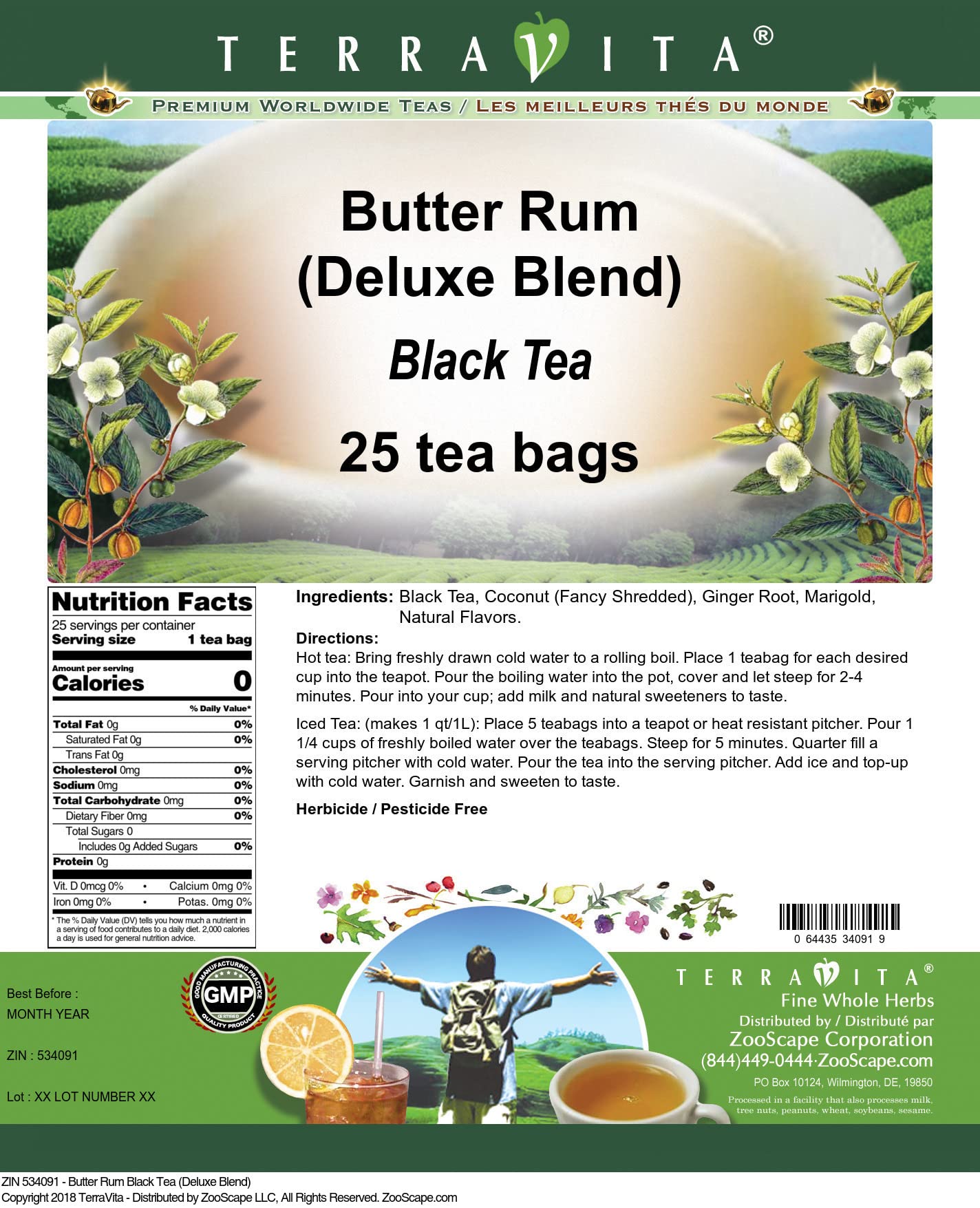 Butter Rum Black Tea (Deluxe Blend) (25 tea bags, ZIN: 534091)