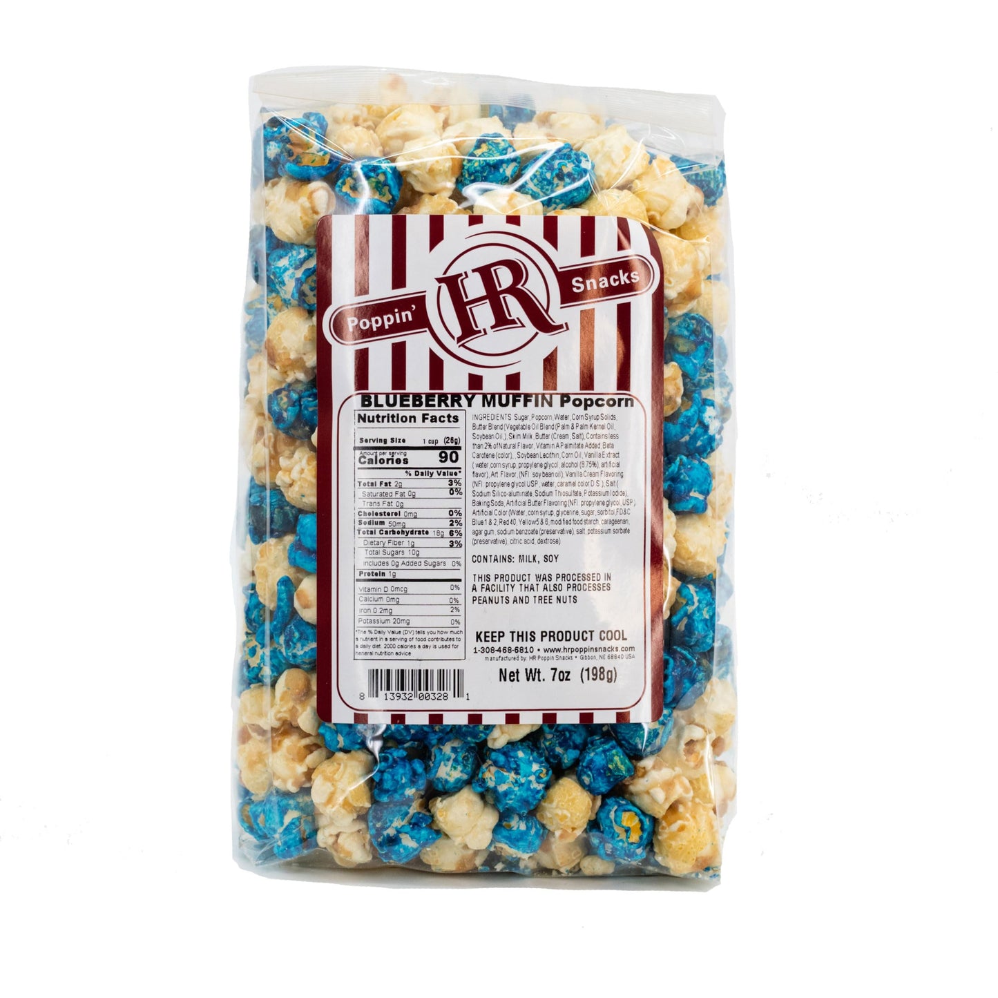 Blueberry Muffin Flavored Popcorn | 4 Bags | 8 oz Each | | Made in Gibbon, NE | HR Poppin' Snacks