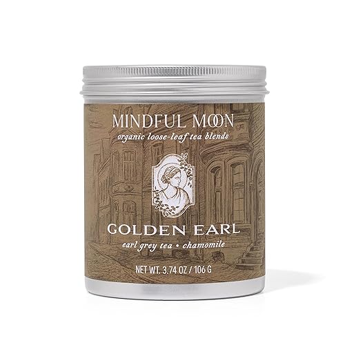 Golden Earl Herbal Tea by Mindful Moon - Earl Grey Blend with Chamomile & Natural Citrus Flavor - Caffeinated, Loose Leaf Tea (Large)