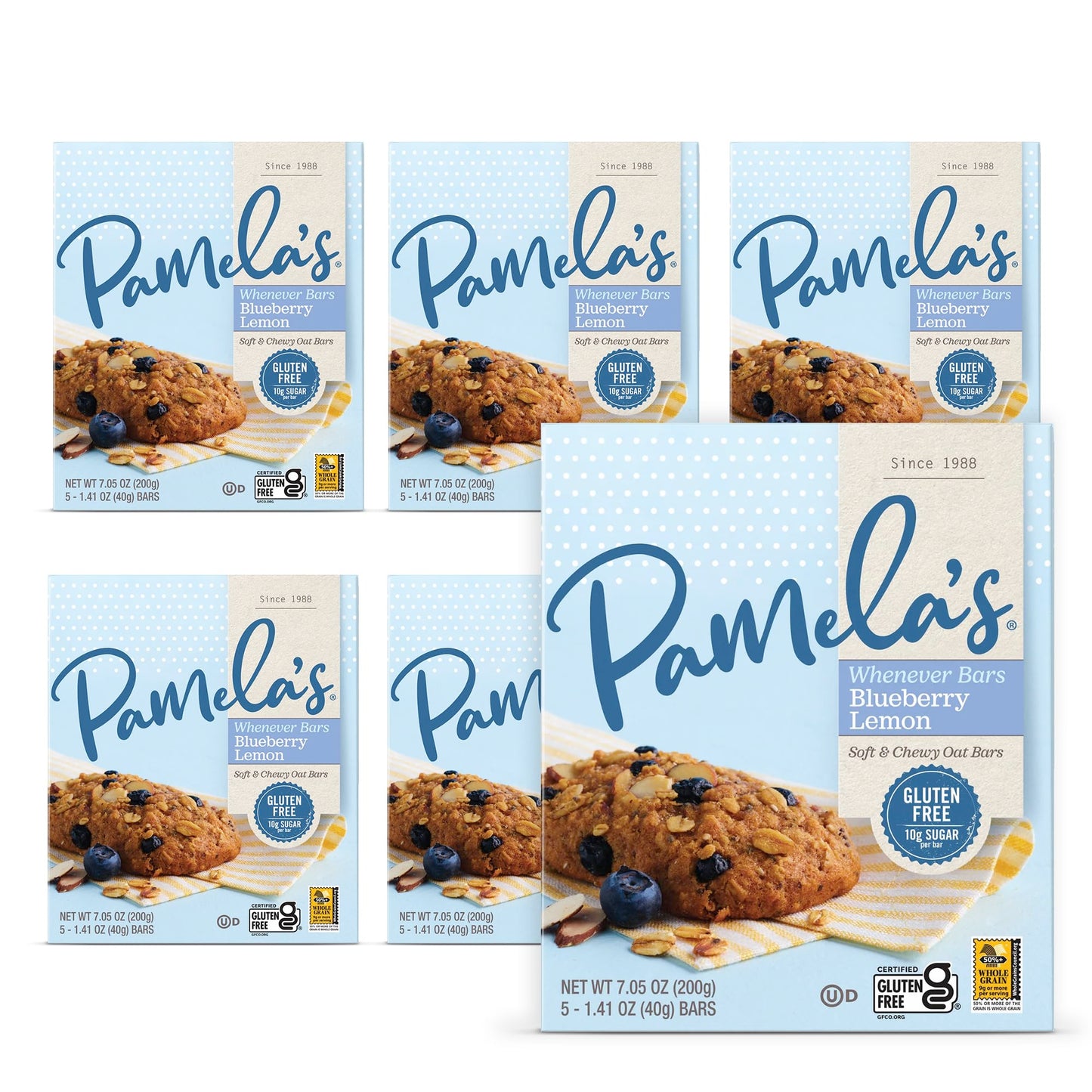 Pamela's Products Gluten Free Whenever Bars, Oat Chocolate Chip Coconut, 7.05 Oz, 5 Count, Pack of 6